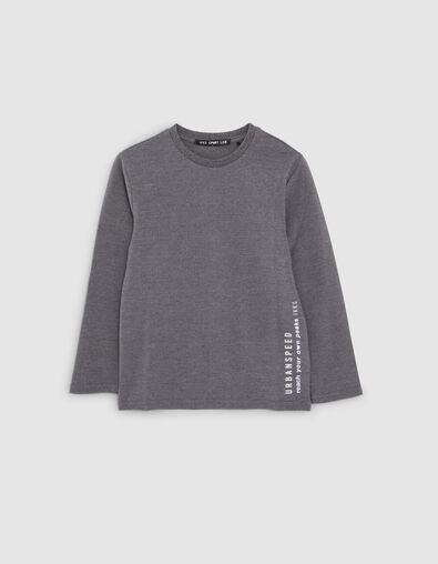 Graues Jungenshirt mit geflockter Tasche - IKKS
