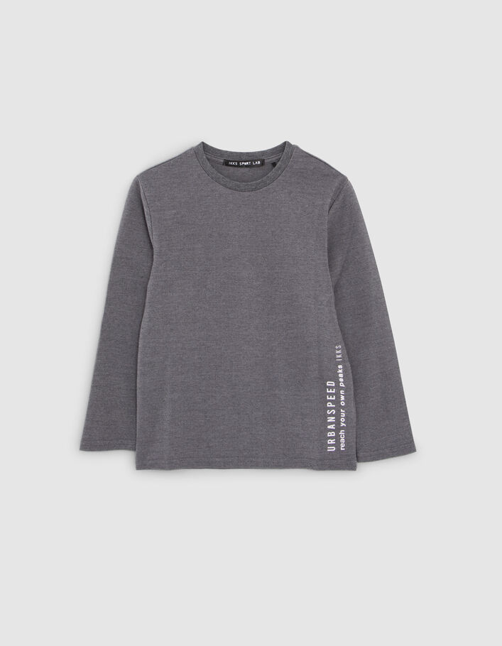 Camiseta gris detalle bolsillo flocado niño-3
