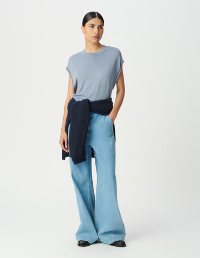 Jersey azul punto fino lúrex cadenas mujer - IKKS