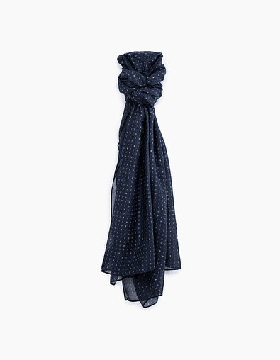 Men’s navy blue mini NYC print scarf - IKKS