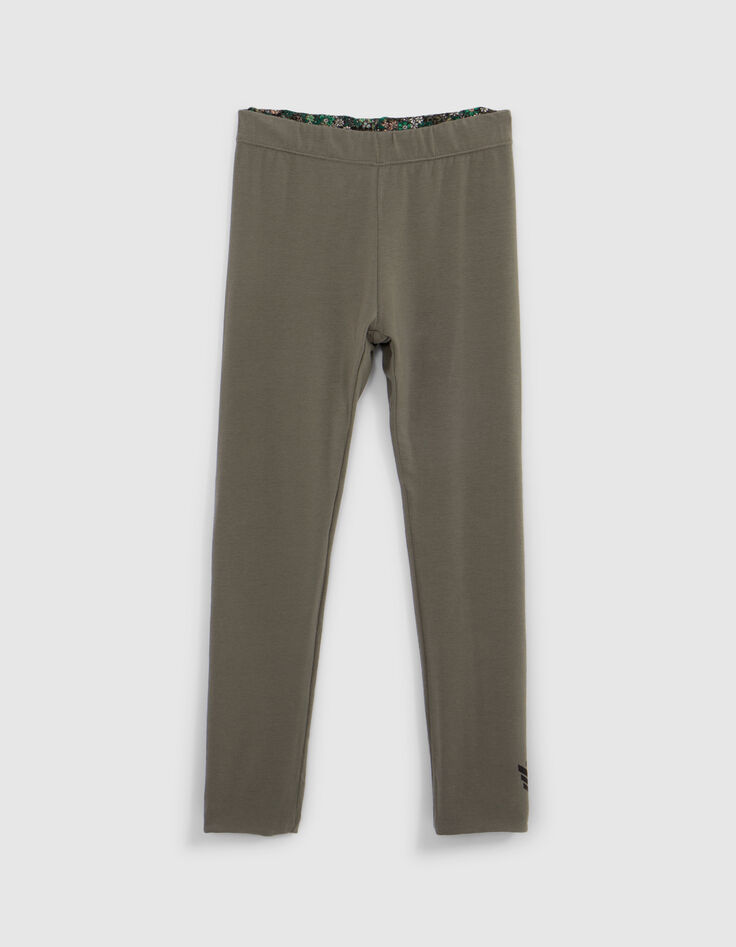 Leggings réversible imprimé léo-floral et kaki fille-4 Leggings réversible imprimé léo-floral et kaki fille-4