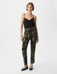 Paperbag broek kaki LENZING™ ECOVERO™ maxi jungle Dames-5