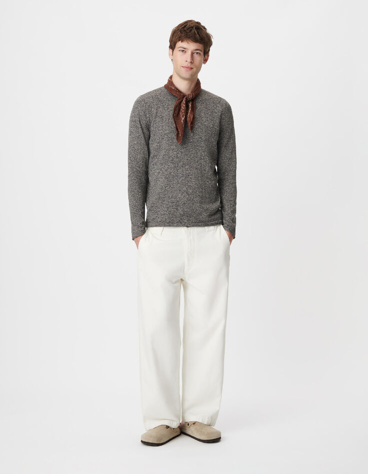 Lang&auml;rmeliger grau Herren-Strickpullover-1