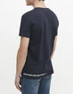 Tee-shirt marine &agrave; message Homme-3