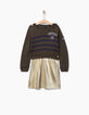 Robe 2 en 1 à plissé doré avec pull kaki fille-1