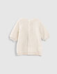 Ecru jurk Sherpa logo geborduurd babymeisjes-3