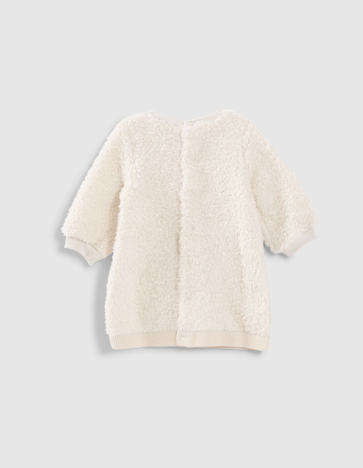 Ecru jurk Sherpa logo geborduurd babymeisjes-3