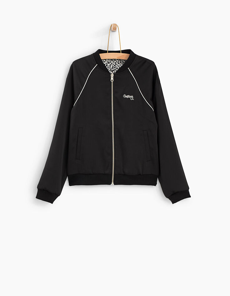Bomber réversible imprimé léopard et noir fille-2
