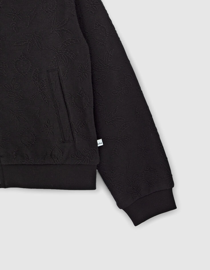 Schwarze Sweatstoff-Mädchenjacke mit Dschungel-Rock-Motiv-6