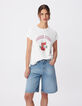 Wei&szlig;es Rundhals T-Shirt Damen mit Dosenmotiv-1