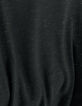 Camiseta de mujer de viscosa negra con cuello en V y pedrería-6