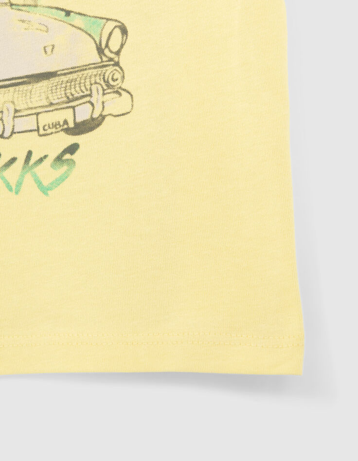 Baby boys’ yellow T-shirt with Cuban car image-4