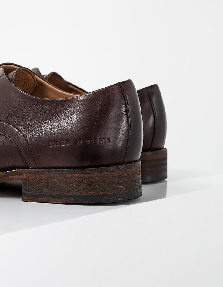 Men’s dark brown leather Derby shoes-3