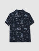 Marineblaues Jungenhemdchen mit Toile-de-Jouy-Print -3