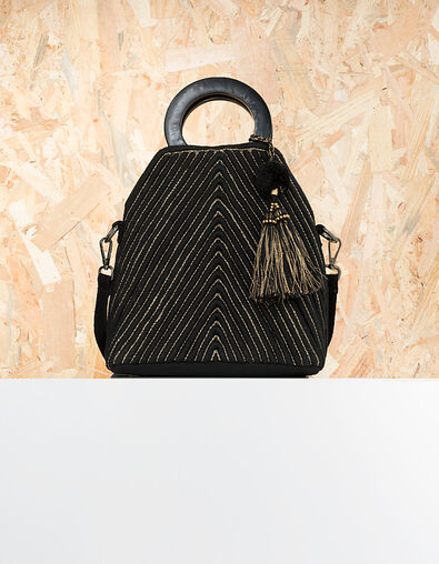 Sac bandoulière noir relief à fils dorés I.Code