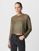 Sweat kaki maille résille enduite Femme-2