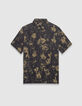 Braunes Regular-Herrenhemd Rosen-Print Pixel-6