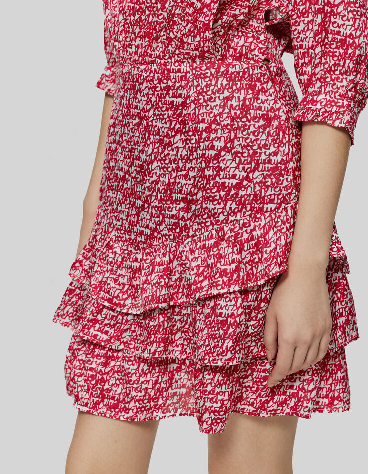 Rode jurk tagprint met volants Dames-3