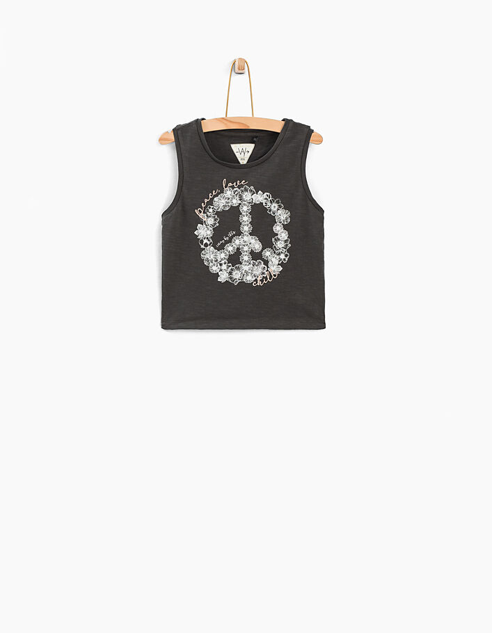 Girls’ grey Peace and Love cropped vest top - IKKS