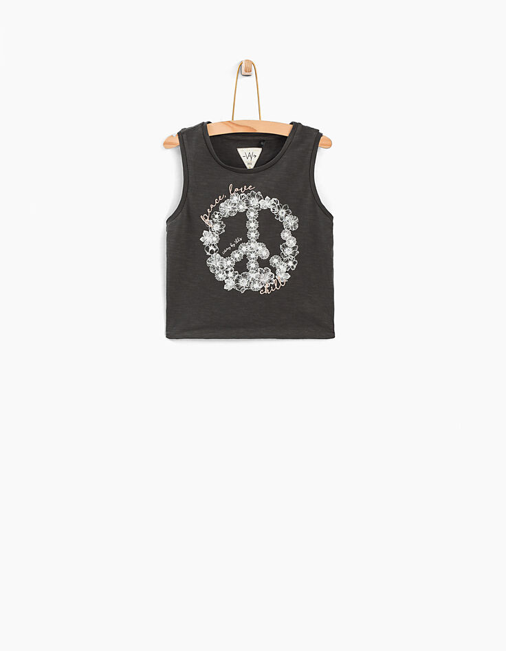 Débardeur cropped gris Peace and Love fille-2 Débardeur cropped gris Peace and Love fille-2