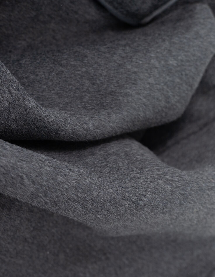 Lange grijze jas met dubbele rij knopen voor dames-8