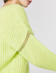 Pull col V en laine mousseuse coloris citron femme-2