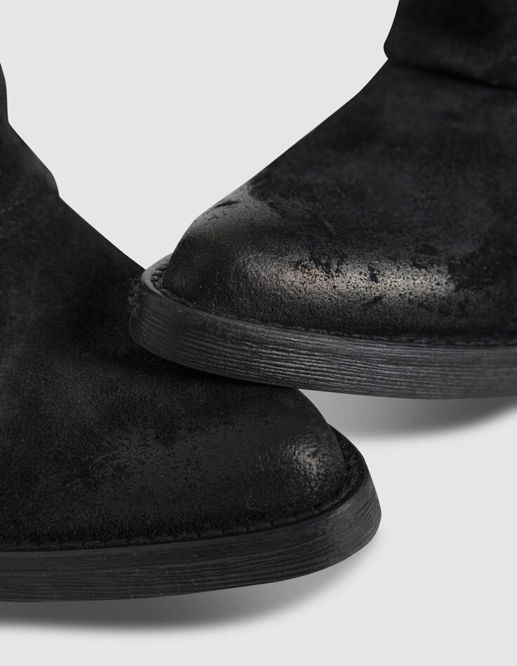 Schwarze Damen-Halbstiefelette Veloursleder-4