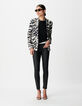Chaqueta de traje negra con estampado de cebra para Mujer-4