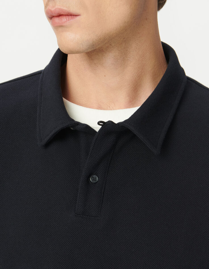 Polo azul marino punto piqué hombre-5