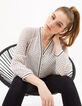 Blusa blanco roto jacquard cuadritos negros I.Code-1