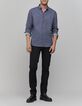 Chemise SLIM marine imprim&eacute; minimaliste Homme-2