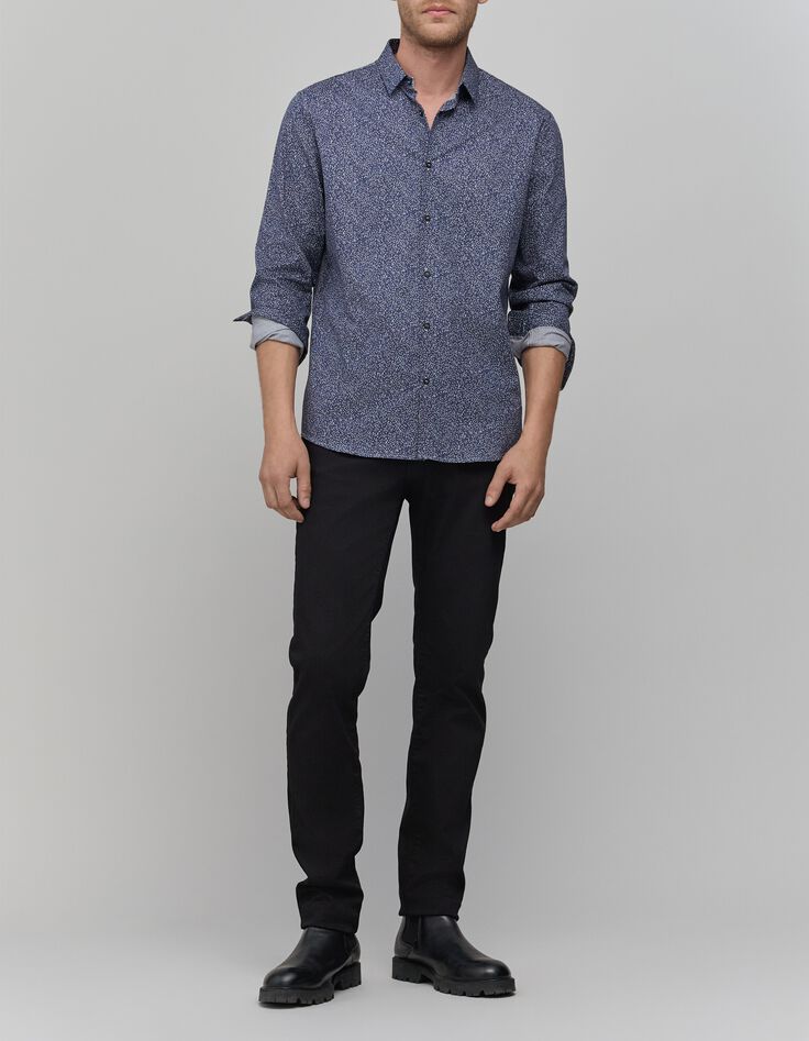 Chemise SLIM marine imprim&eacute; minimaliste Homme-2