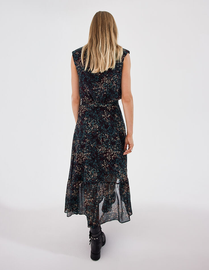 Vestido largo sin mangas gasa estampado arabesco floral-3