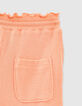 Short corail fluo long en nid d'abeille fille-5