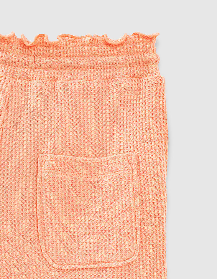 Short corail fluo long en nid d'abeille fille-5