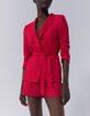 Women’s fuchsia print belted suit jacket-1