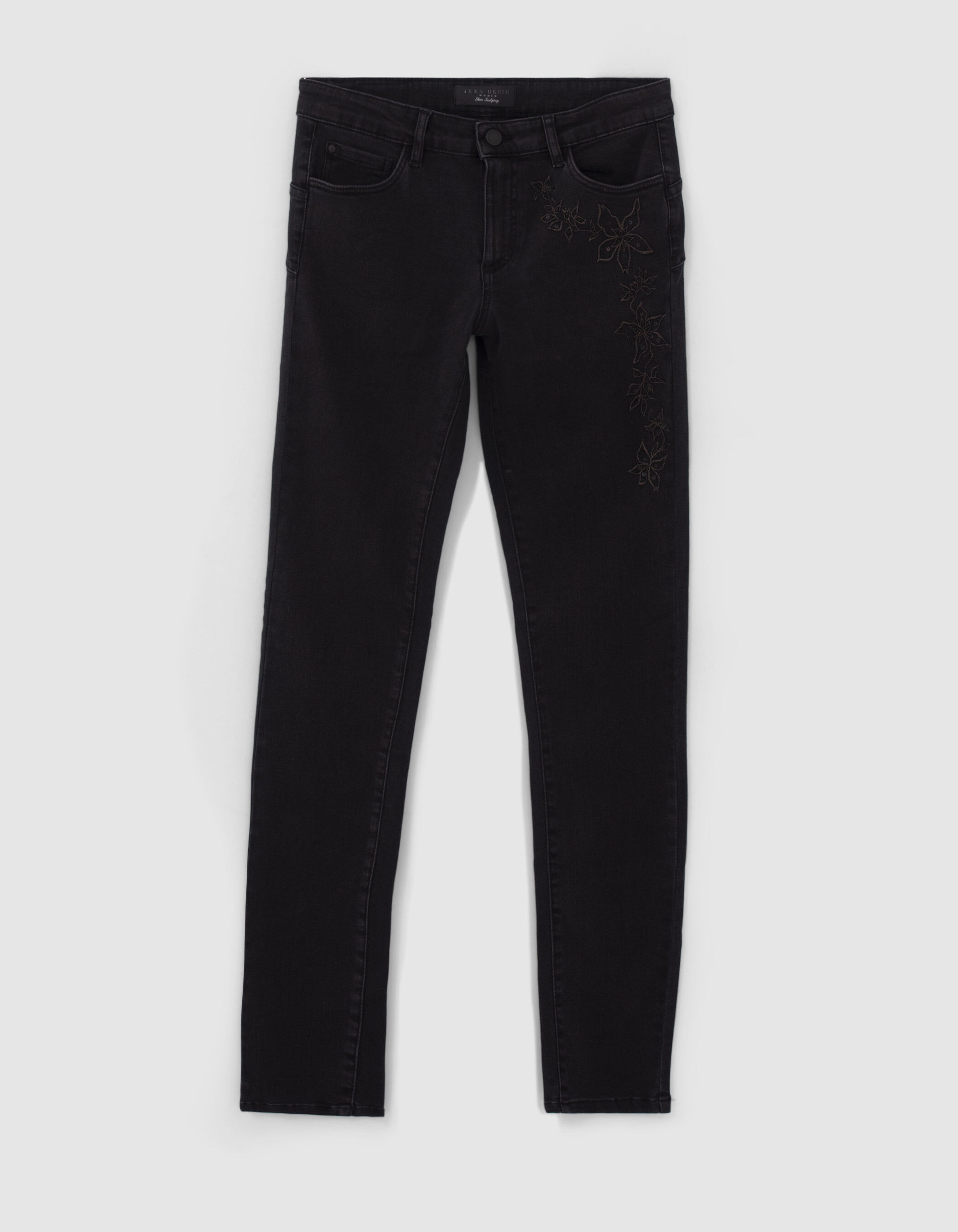 Women s black embroidered flowers sculpt up slim jeans