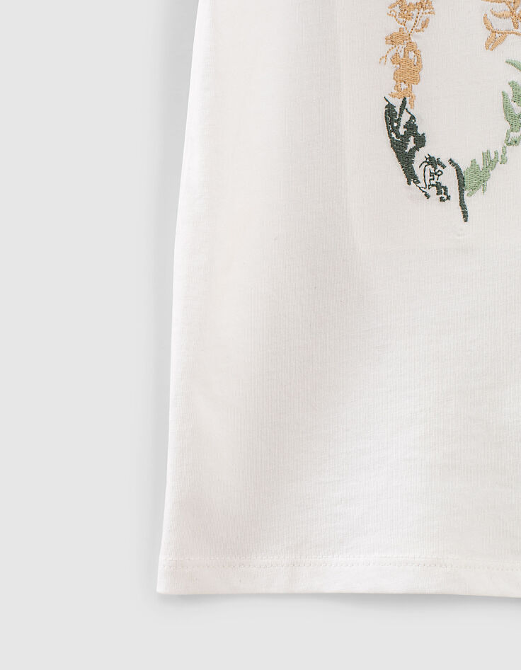 Weißes Jungen-T-Shirt mit gesticktem Skull, Bio -5 Weißes Jungen-T-Shirt mit gesticktem Skull, Bio -5