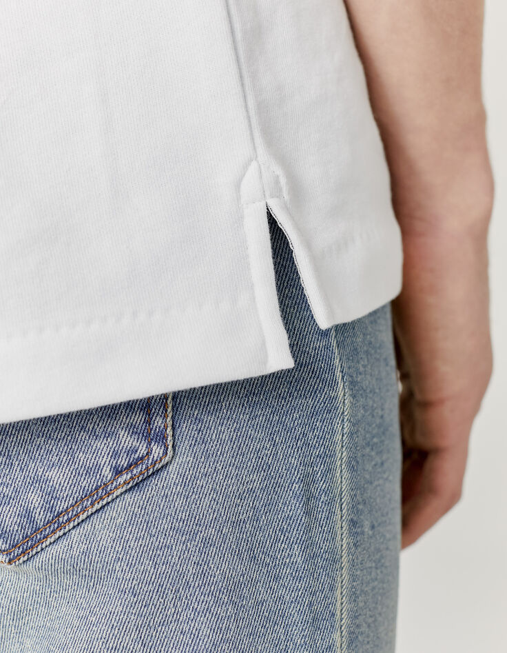 Camiseta blanca slub con bolsillo de parche Hombre -4