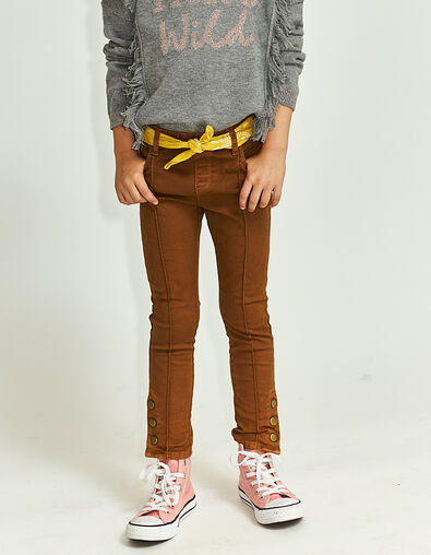 Treggings fauve à pressions bas de jambes fille - IKKS