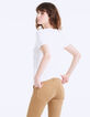 Tee-shirt col V broderie main bijou palmier femme-3