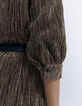 Women’s metallic gold pleated short dress-3