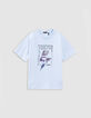 T-shirt bleu motif éclair lenticulaire garçon-1