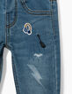 Vaquero stone blue con parches bebé niño -2