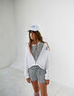 Combi short blanc cassé à imprimé léopard fille-1