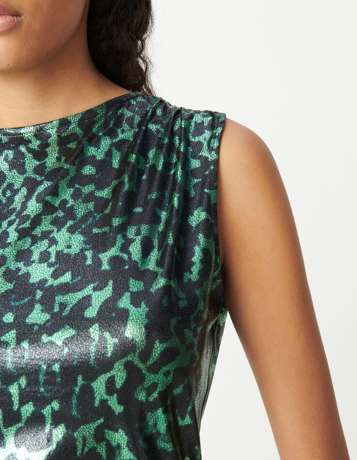 Dames-top met camouflageprint in groen metallic-4