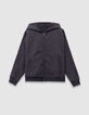 Cardigan à capuche gris zippé oversize garçon-1
