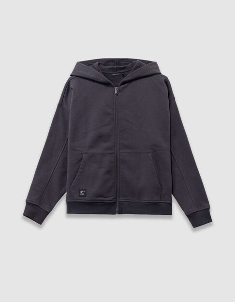 Cardigan à capuche gris zippé oversize garçon - IKKS