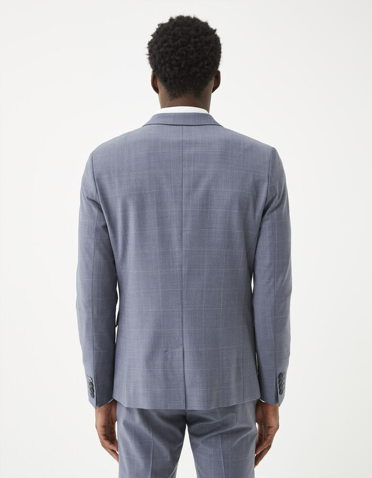Indigoblauwe blazer ruitenmotief TRAVEL SUIT Heren-3