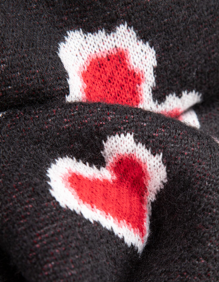 Zwarte hartjacquardtrui voor dames-7 Zwarte hartjacquardtrui voor dames-7